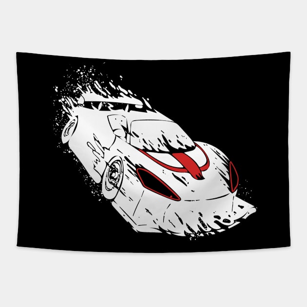 Racing Car Racing Car Racing Car Racing Track Tapestry by Shirtjaeger