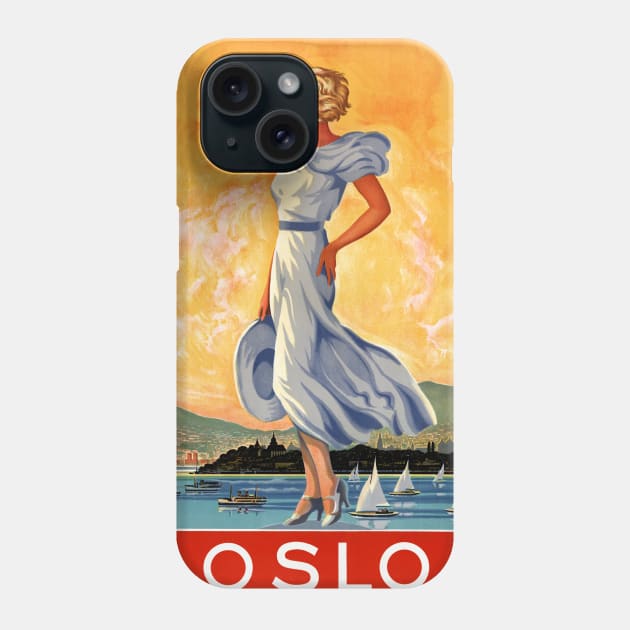 Vintage Travel Poster Norway Oslo Phone Case by vintagetreasure