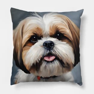 Shih Tzu Dog Breed Oil Painting Pillow