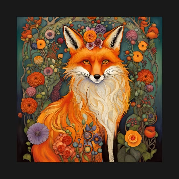 Foxy With Flowers in the Garden by LittleBean