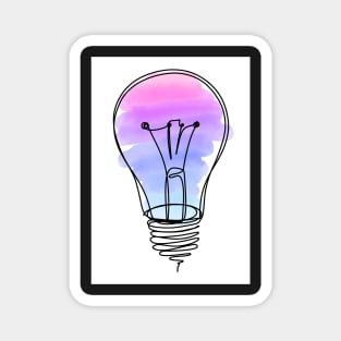 Lightbulb Watercolor Pink Purple Blue Gradient Continuous Line drawing Magnet