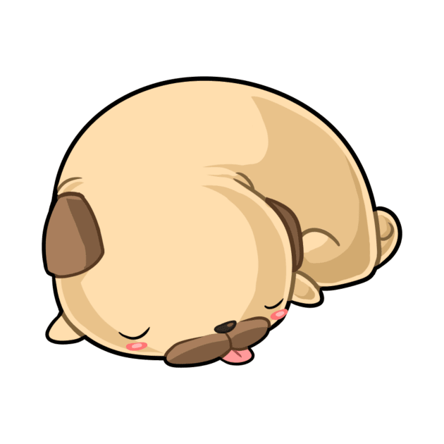 Kawaii pug dog sleeping by Japanese Designs