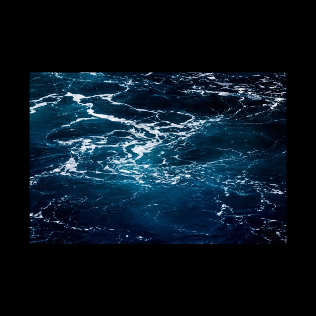 Wavy foamy dark blue sea water Aerial photograph waves ocean summer splash aqua by PLdesign