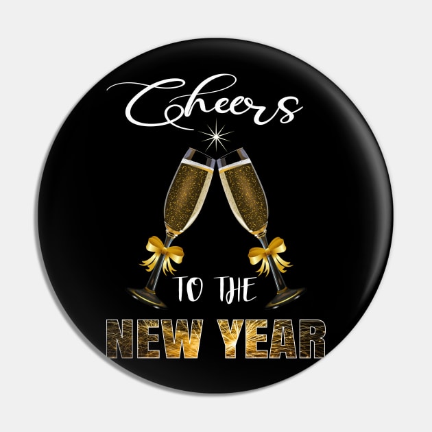 Cheers To The New Year With Glasses Holiday Gift Pin by Kimmicsts