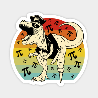 Pi Day Pirate T-Rex Funny 3.14 Math Student And Teacher Magnet