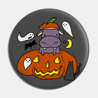 Halloween Pumpkin Hippo Pin