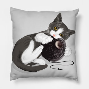 Kitten and Yarn Ball Pillow