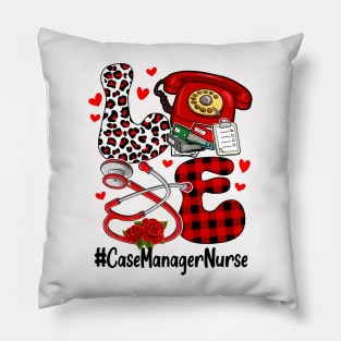 LOVE Case Manager Nurse Heart Leopard Valentine_s Day Pillow