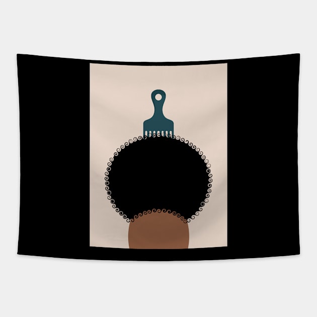 Afro Pick Girl Tapestry by 4thesoul