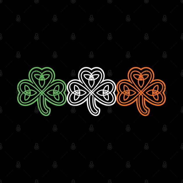 Three Celtic Knots Shamrocks With Ireland Flag Colors by Finji