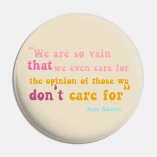 Jane Austen Rainbow Retro Text Quote Pin