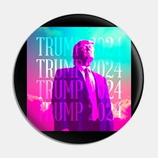 Vaporwave Retrowave Synthwave Donald Trump 2024 President Election Republican Conservative Pin