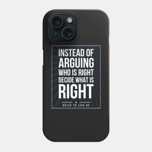 Rules to live by quote Subway style (white text on black) Phone Case