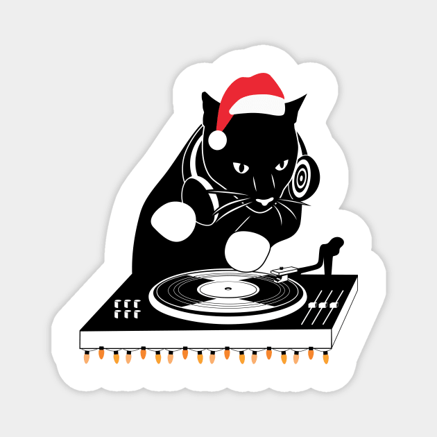 DJ Cat Christmas Edition Magnet by alancreative