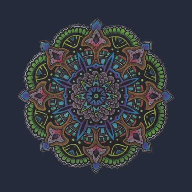 Peacock Mandala T-Shirt by Michael Gardner