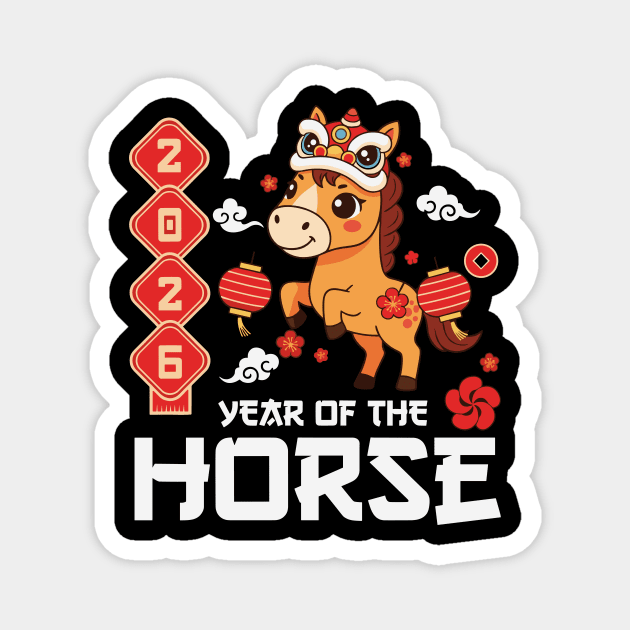 Year of The Horse 2026 Cute Kawaii Chinese New Year Kids Magnet by Chi's Store 1