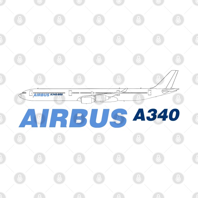 Airbus A340 Line Drawing by SteveHClark