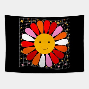 radiate positivity: retro smiley flower with sparkles Tapestry