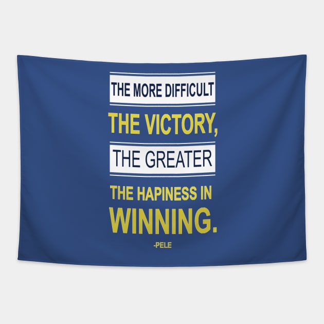 Victory Inspiring Motivational Pele Footballer Quotes Tapestry by creativeideaz