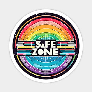 LGBT Safe zone Sign Rainbow Retro Magnet