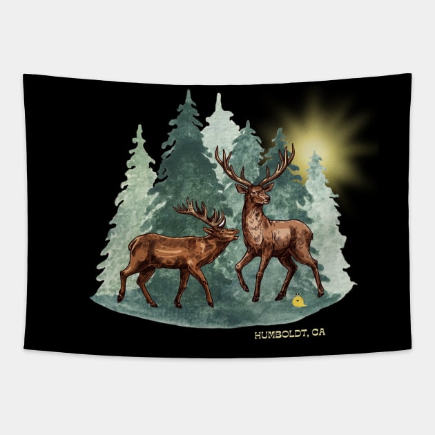 Roosevelt Elk of Humboldt Tapestry by GenXDesigns