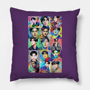 Rowoon SF9 로운 - colorful collage - fan art Pillow