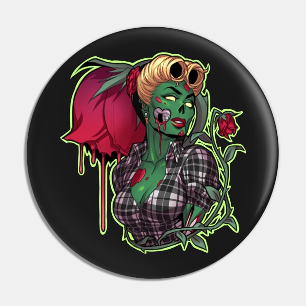 Psychobilly Zombie Girl Pin by PirateCashoo