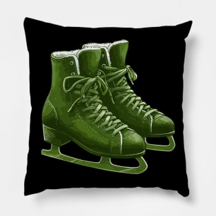 Olive Green Ice Skating Boots Pillow