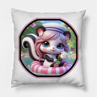 Cute Skunk Sailor Girl Pillow