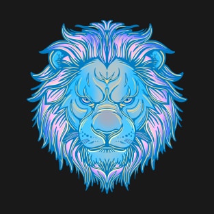 Light blue lion head with pink highlights T-Shirt
