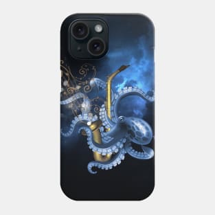 Music saxophone with octopus and clef Phone Case