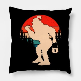 Retro Bigfoot Girl Women Pillow