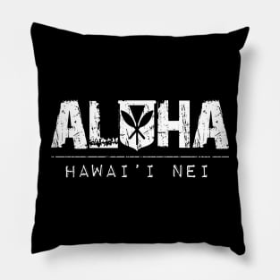 Aloha Hawai'i Kanaka Maoli White Ink by Hawaii Nei All Day T-Shirt Pillow