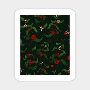 Coffee Plant Beans and Flowers Seamless Pattern Magnet