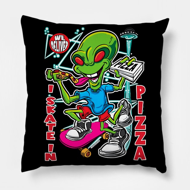 I Skate In Pizza Pillow by eShirtLabs