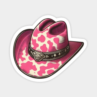 Pink cow print cowboy hat Magnet