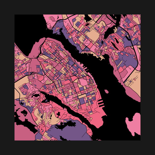 Halifax Map Pattern in Purple & Pink by PatternMaps