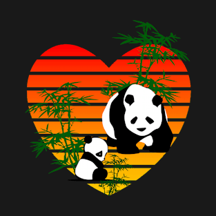 Cute Baby Panda Mama Panda Sunset T-Shirt