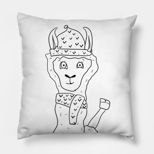 Winter llama, black outline Pillow