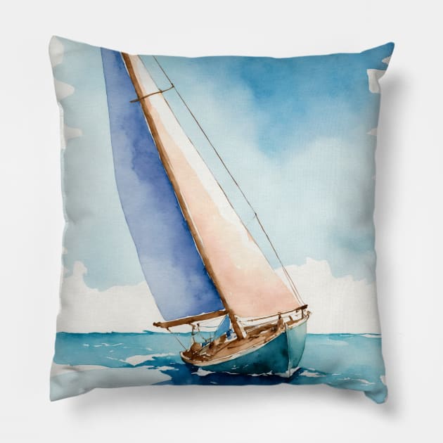 Sailing in clear waters Pillow by GalaxyArt