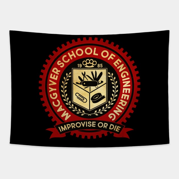 MacGyver School Of engineering Vintage Tapestry by Kerambawesi