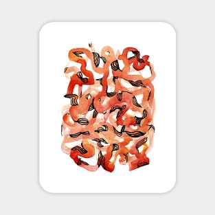 Abstract Red and Black Watercolor Painting | Twisted Leaves and Ribbons Magnet