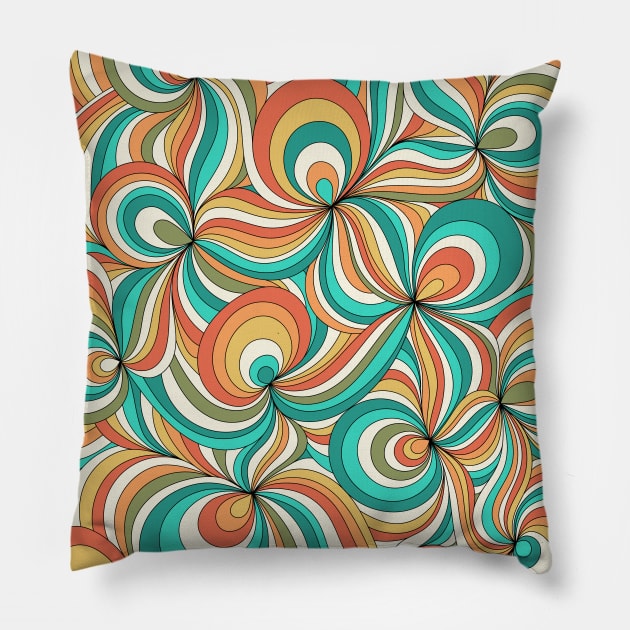 Retro Swirl Pattern Pillow by tramasdesign