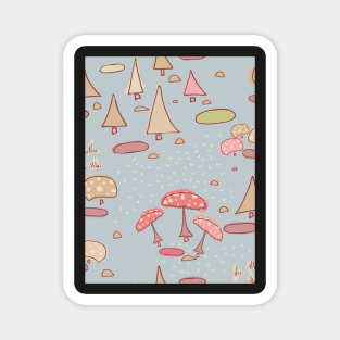 Geometric Toadstool Forest Magnet