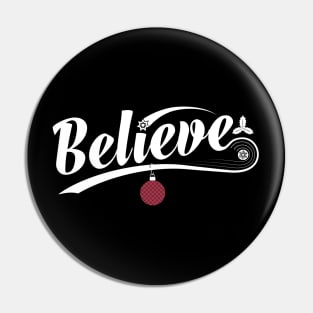 Believe Unisex Christmas T-Shirts-Christmas Funny Ugly Sweater Pin