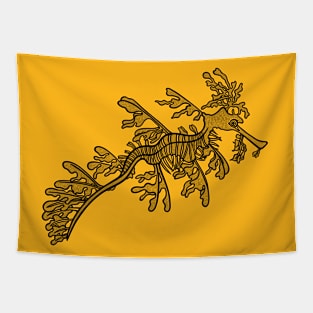 Leafy Seadragon - hand drawn detailed sea animal design Tapestry