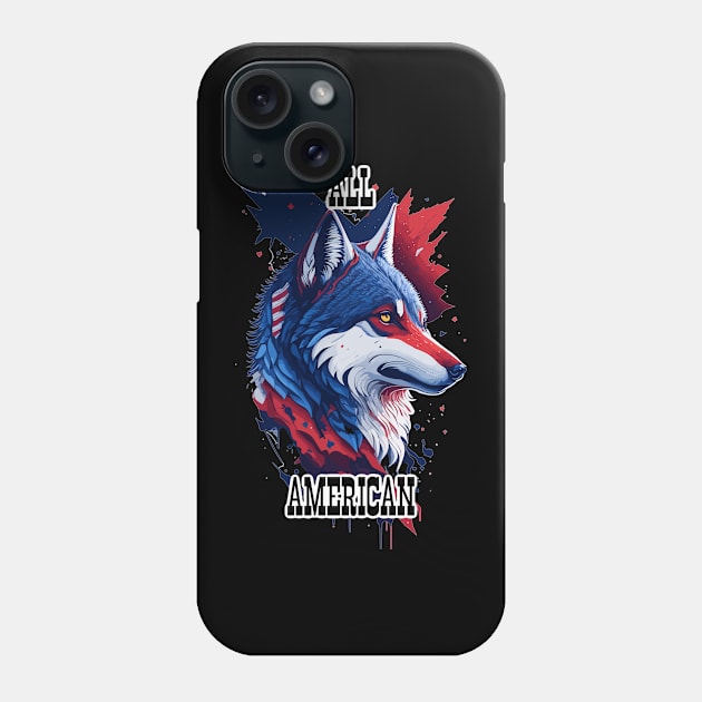 All American Forth of July Wolf Star Spangled Banner Phone Case by LittleBearBlue