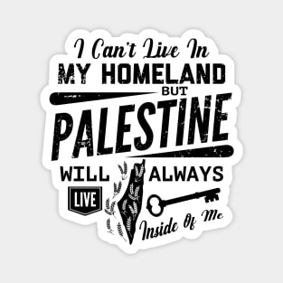 Palestine Will Always Live Inside Of Me Palestinian Right of Return Design - blk Magnet