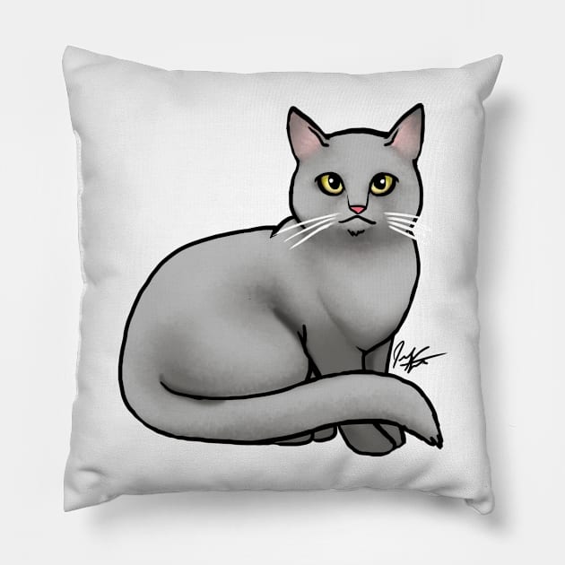 Cat - British Shorthair - Gray Pillow by Jen's Dogs Custom Gifts and Designs