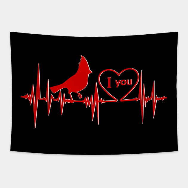 Red Cardinal bird heartbeats love you Tapestry by Artardishop